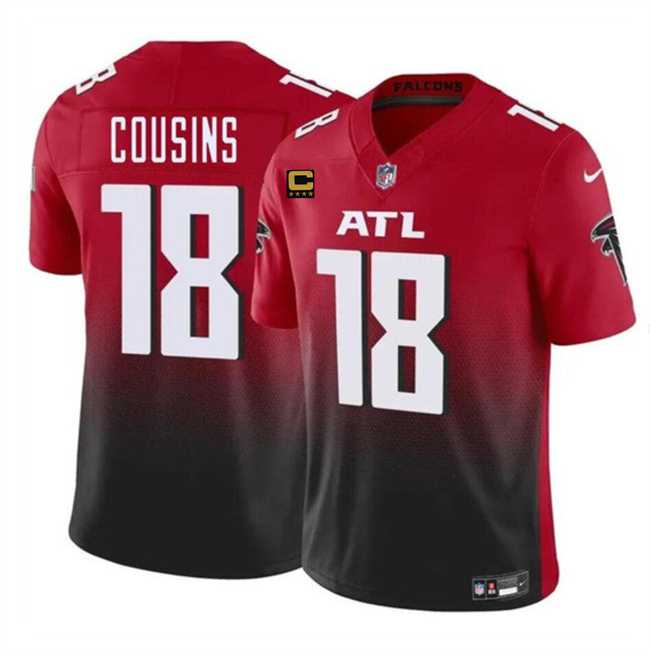 Mens Atlanta Falcons #18 Kirk Cousins Red Black 2024 F.U.S.E With 4-Star C Patch Vapor Untouchable Limited Stitched Jersey Dzhi